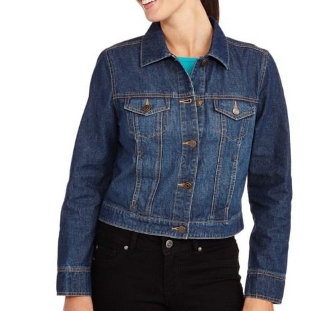 Faded Glory Women's Jacket sz Large Blue Classic Jean Jacket Like New Condition